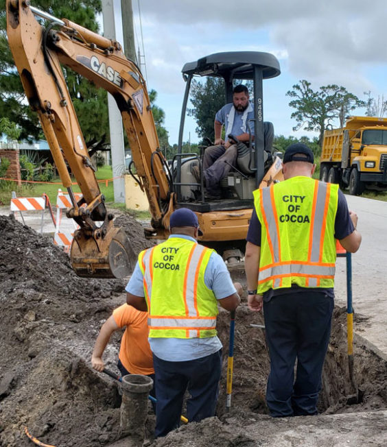 Cocoa Utilities Water Field Operations Crew Relocates Water Main On