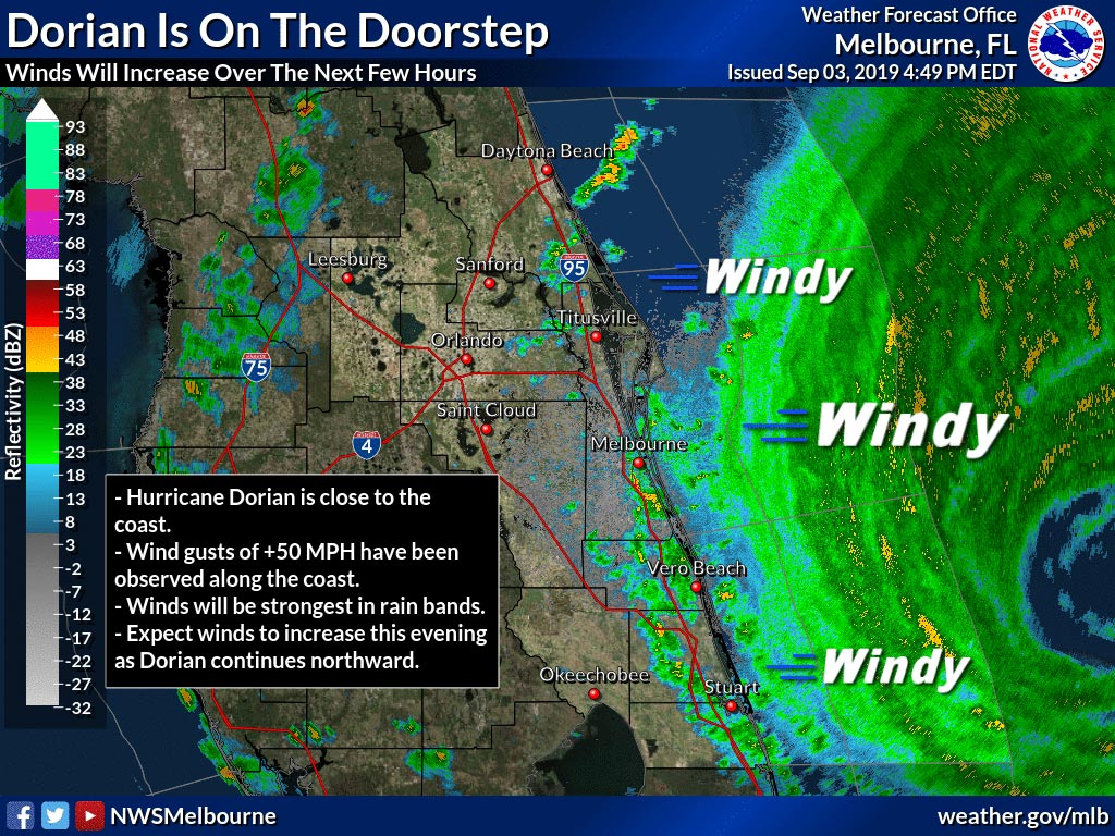 WATCH: Hurricane Dorian is On the Doorstep – Winds, Rain Will Increase Tonight into ...