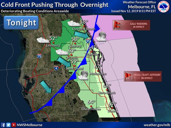 WATCH: Strong Cold Front Pushing Through Central Florida, High Near 74 ...