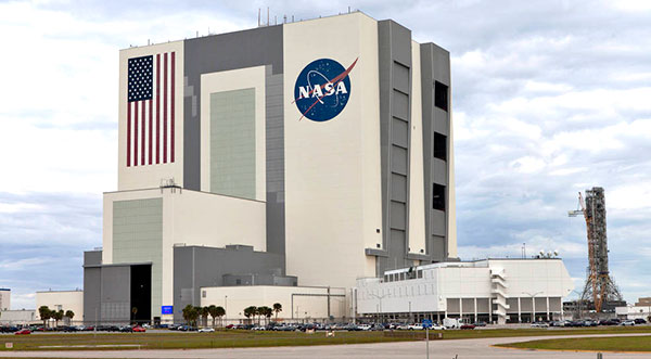 nasa american flag building