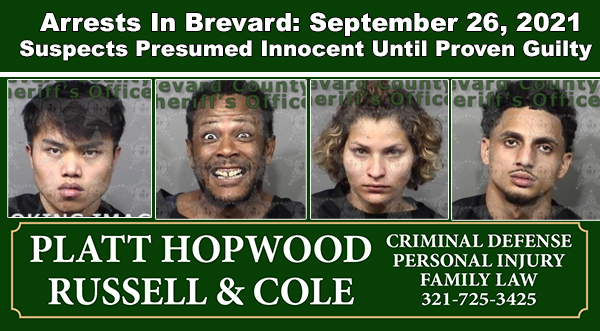 Arrests In Brevard County September 26 2021 Suspects Presumed