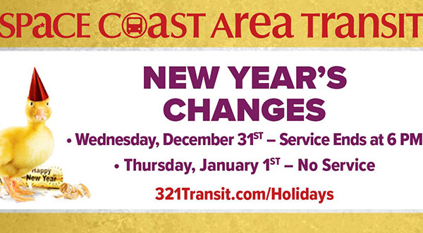 Space Coast Area Transit Announces New Year’s Holiday Schedule Updates