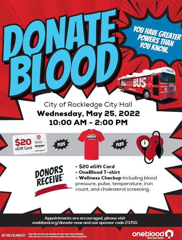 OneBlood to Hold Blood Drive May 25 at Rockledge City Hall Parking Lot ...