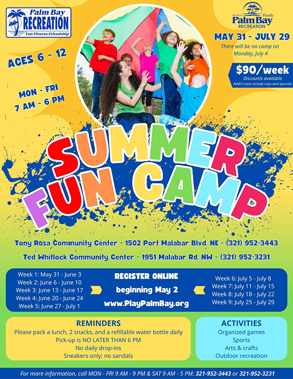 Palm Bay Recreation Department to Host Summer Fun Camps Starting May 31 ...