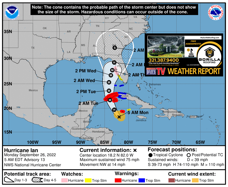 Ian Strengthens to Category 3 Hurricane, Central Florida Braces For