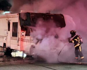 Palm Bay Fire Rescue Crew Douses Blaze After RV Burst Into Flames At 7 ...