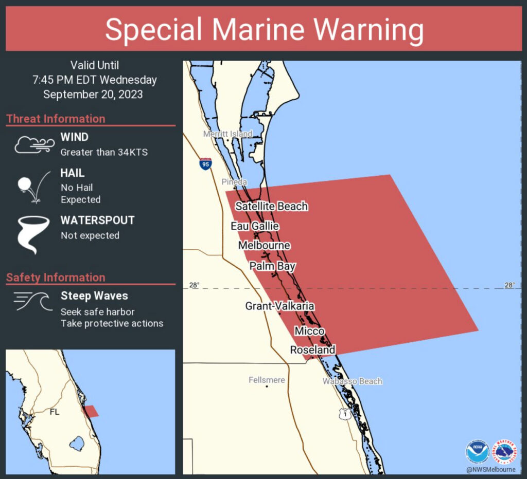 National Weather Service Issues Special Marine Warning For Brevard