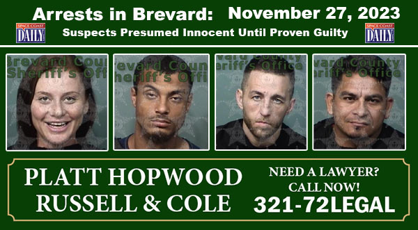 Arrests In Brevard County: November 27, 2023 – Suspects Presumed Innocent Until Proven Guilty