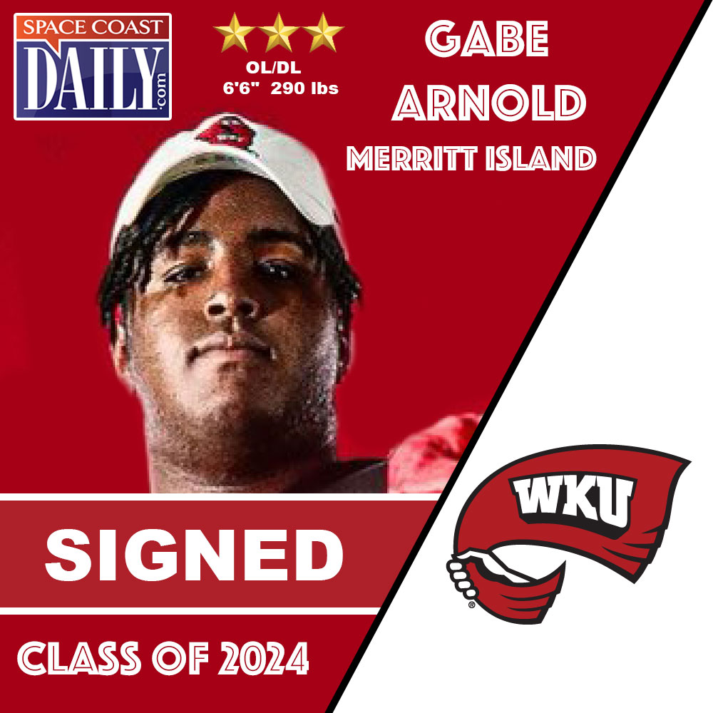 NATIONAL SIGNING DAY 2023: Merritt Island Mustangs OL/DL Gabe Arnold Signs with Western Kentucky Hilltoppers