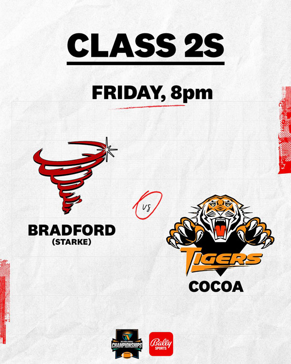 No. 1 Cocoa Tigers Take On No. 2 Bradford in Tallahassee Tonight for Class 2S State Championship