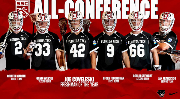 Florida Tech Lacrosse Player Joe Coveleski Earns Freshman of the Year,  Five Named to All-SSC Teams