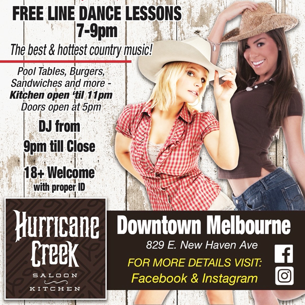 Put on your boots! Free line dancing lessons on Thirsty Thursdays at Hurricane Creek in downtown Melbourne