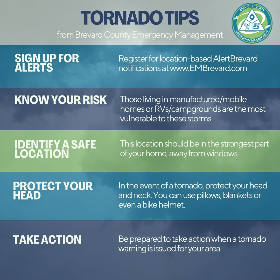 Brevard County Emergency Management: Tornado activity expected, be prepared to take action when a warning is issued