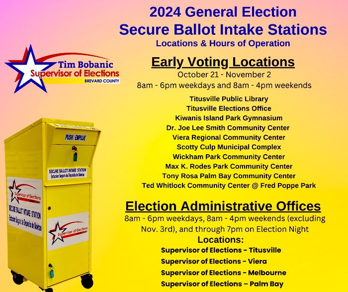 Early in-person voting in Brevard County continues this week, see secure polling station locations