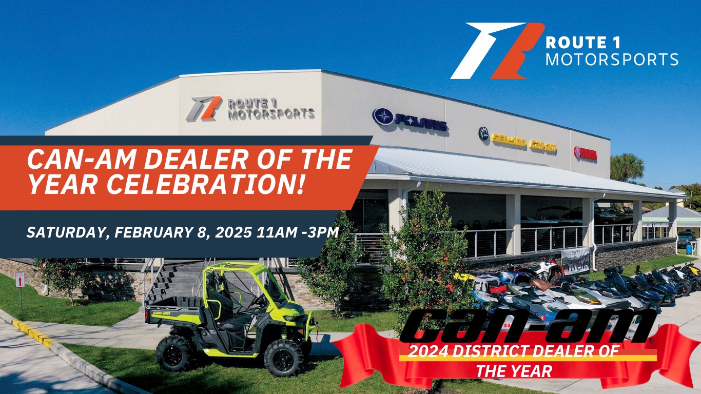 Route 1 Motorsports in Malabar Honored as Can-Am Dealer of the Year, Enjoy Free BBQ and Special Deals Feb. 8