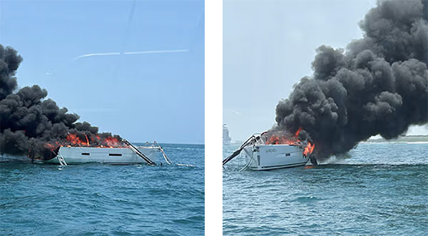 WATCH: Four People Rescued by Coast Guard After Boat Fire Off Port Canaveral