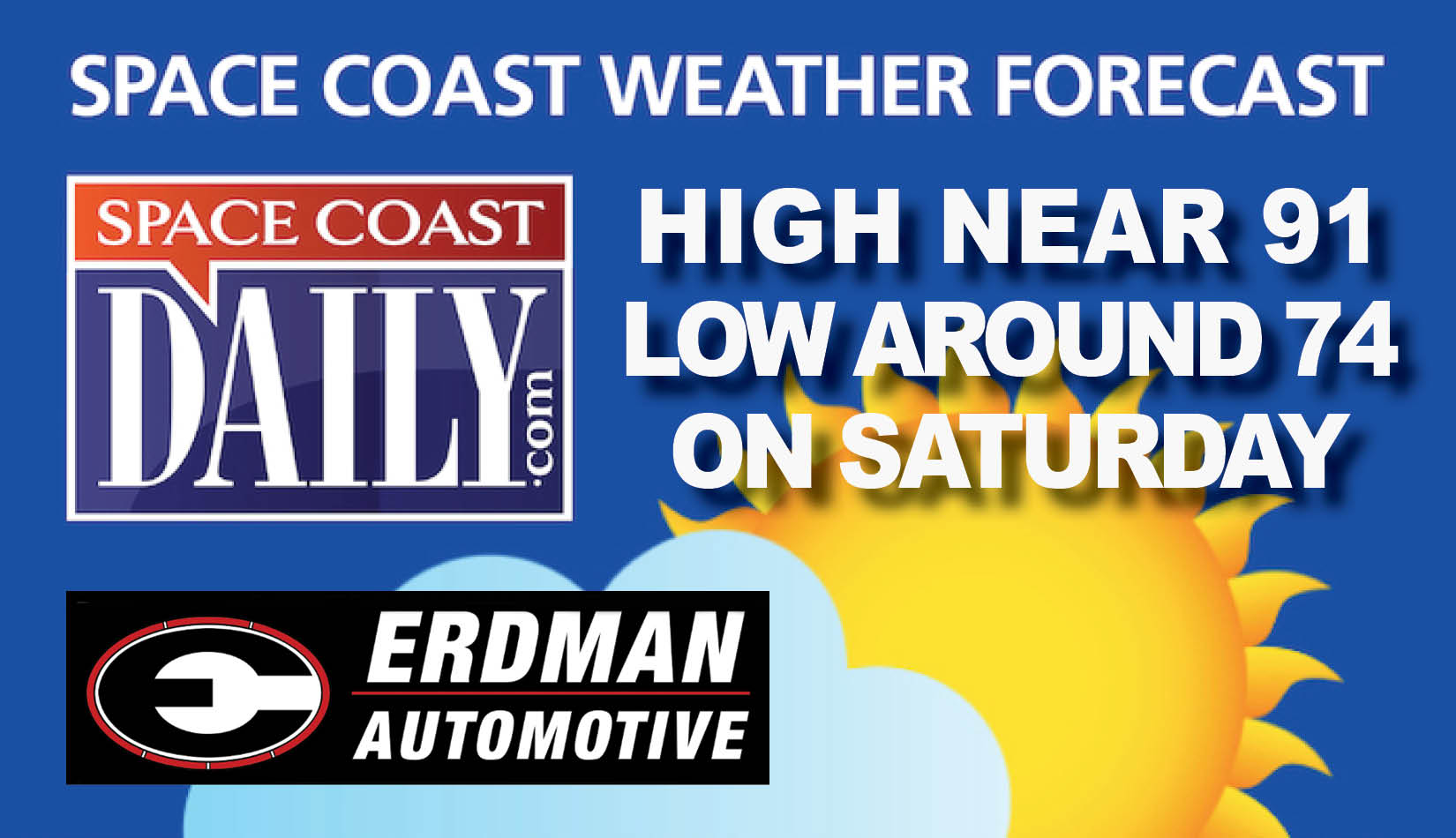 SPACE COAST WEATHER: Chance of Thunderstorm, Partly Sunny, High Near 91 Saturday in Brevard