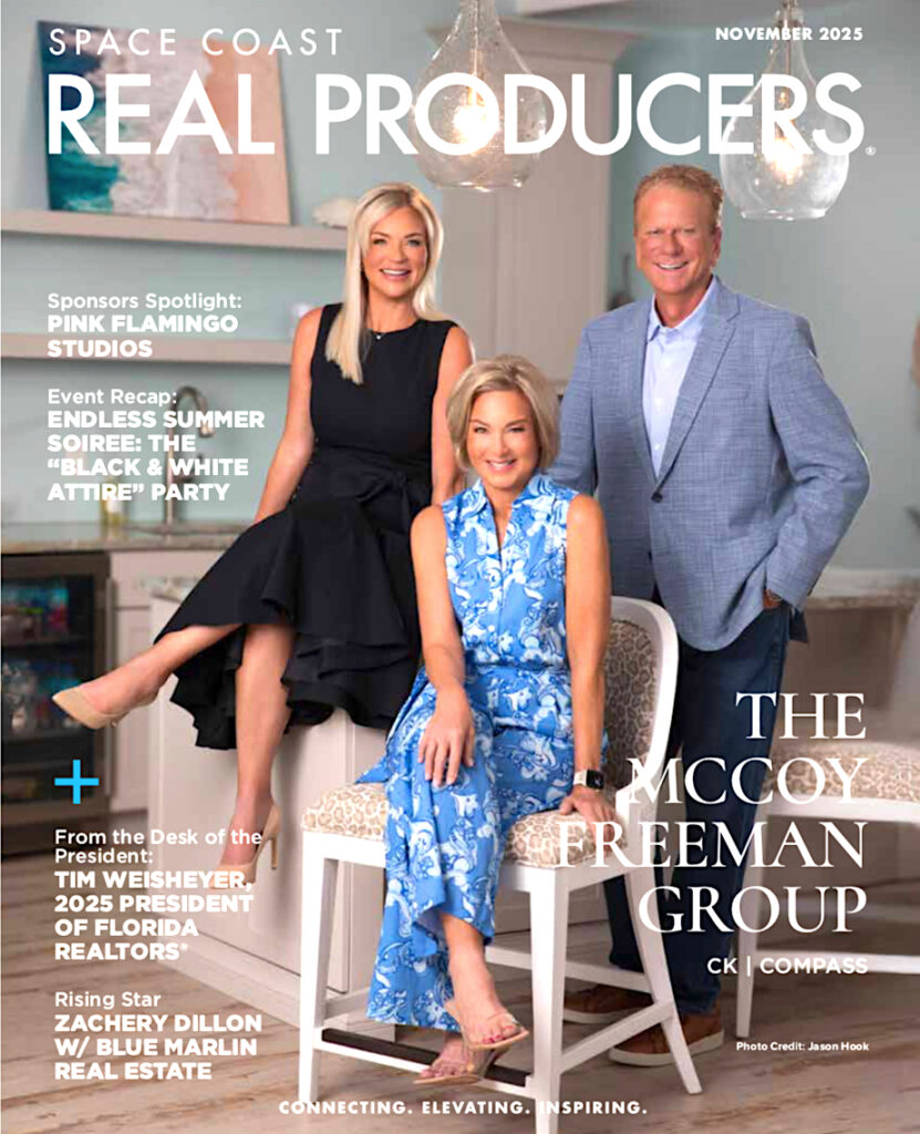 McCoy Freeman Group featured on the Space Coast Real Producers cover as a leading Space Coast Realtor group