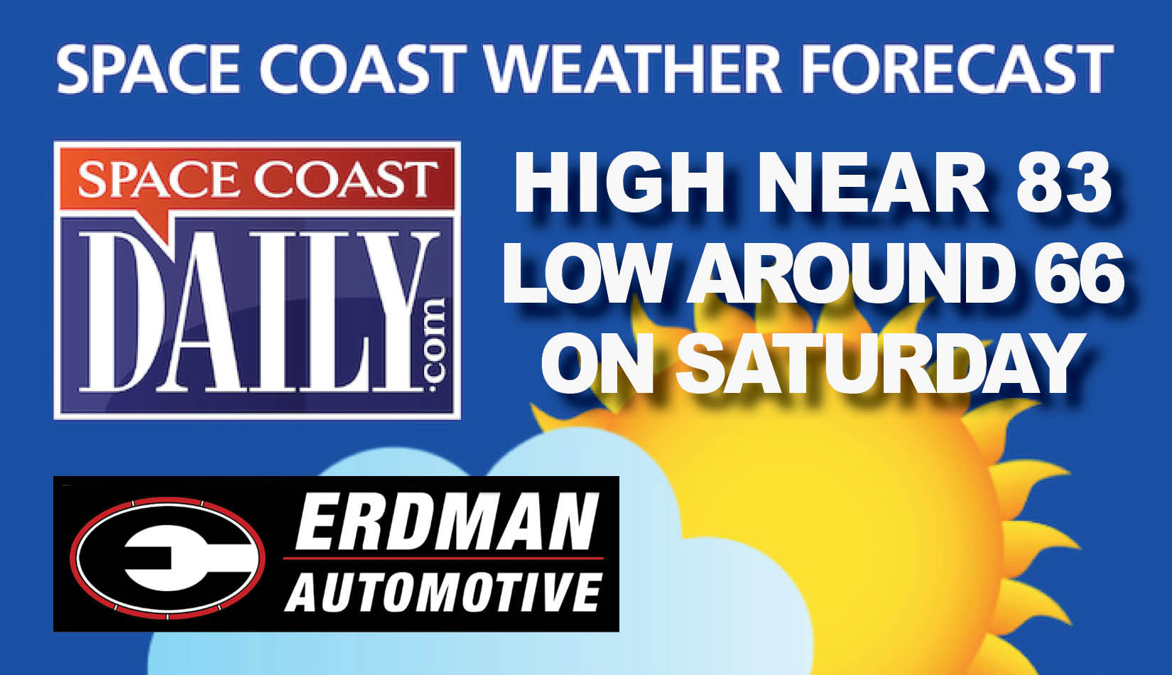 BREVARD WEATHER: Mostly Sunny, High of 83 Saturday on the Space Coast