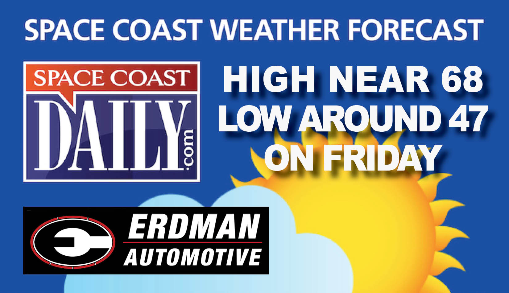 BREVARD WEATHER: Mostly Sunny With a High Around 68 Friday on the Space Coast