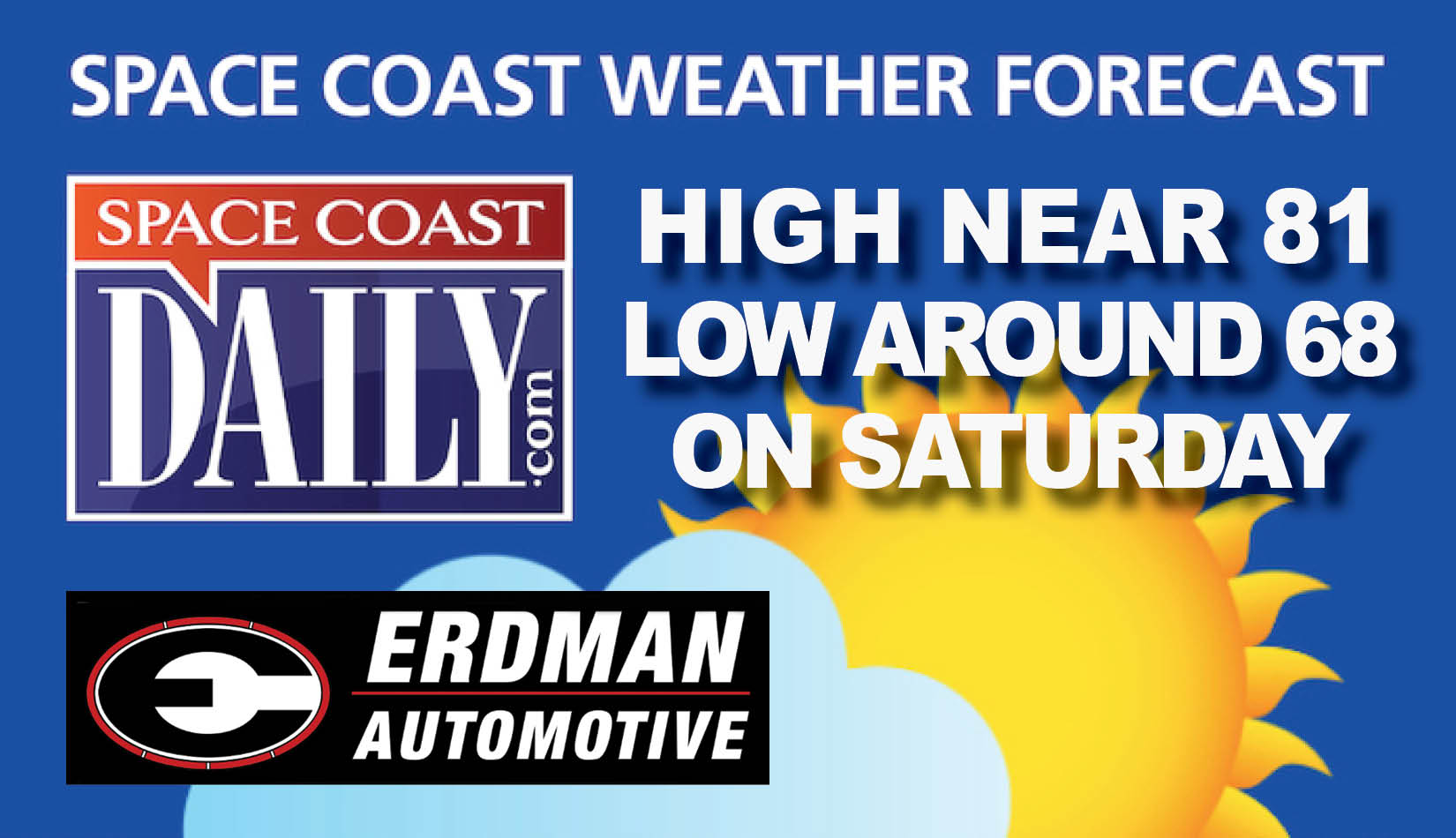 BREVARD WEATHER: Mostly Sunny, High Near 81 Saturday on the Space Coast, Low Around 68