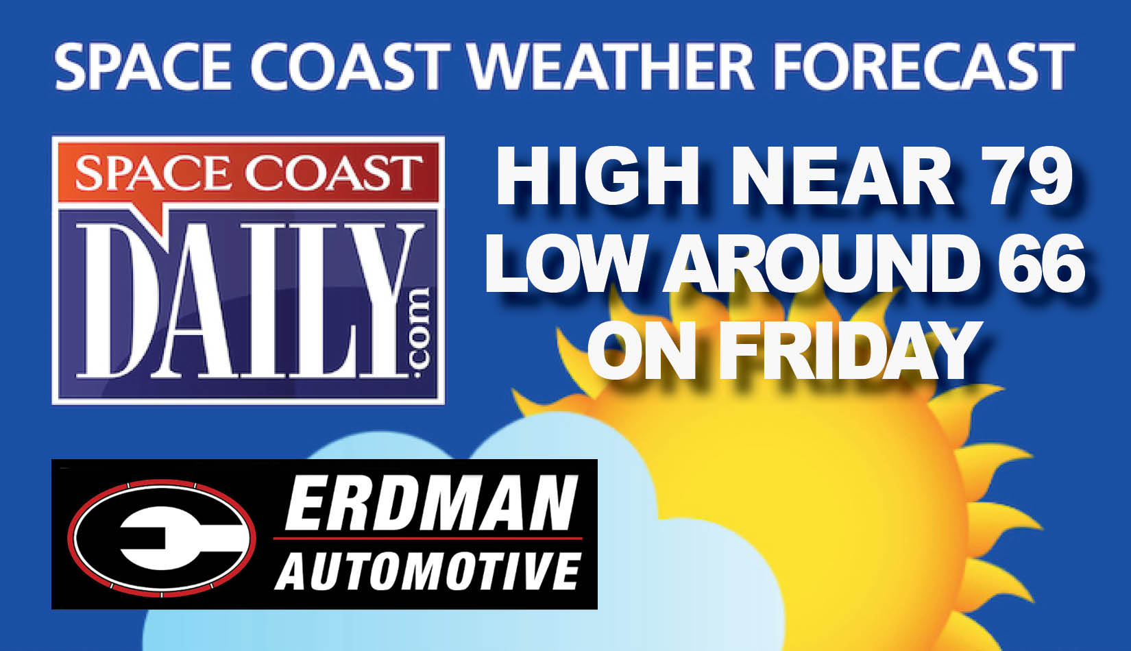 BREVARD WEATHER: Chance of Showers and Thunderstorms, High Near 79 Friday on the Space Coast, Low Around 66