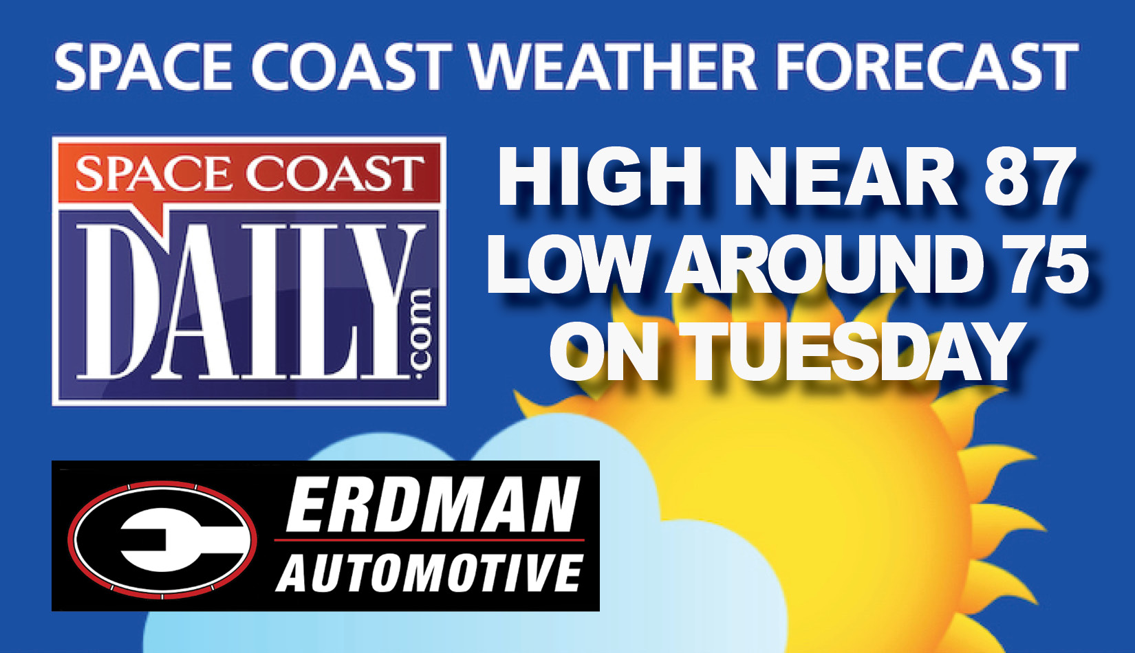 BREVARD WEATHER: Chance of Showers and Thunderstorms, High Near 87 Tuesday On the Space Coast