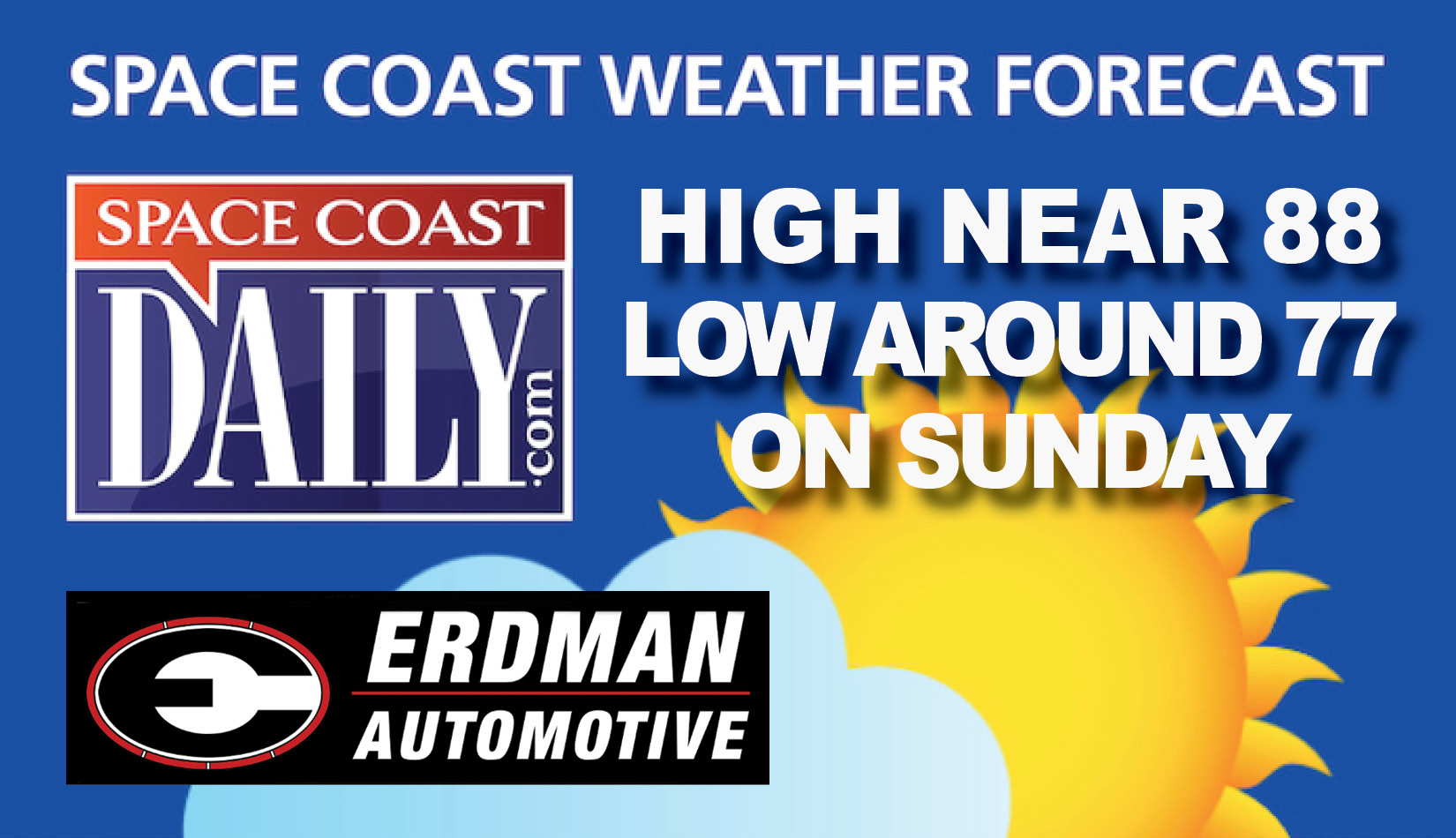 BREVARD WEATHER: Chance of Showers, Mostly Sunny, High Near 88 Sunday On the Space Coast