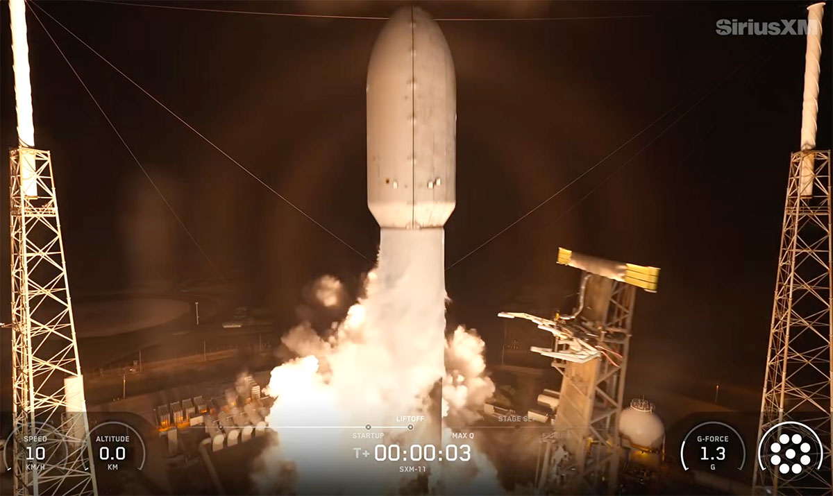 WATCH: SpaceX Launches Falcon 9 Rocket Sunday Night from Cape Canaveral Carrying SXM-11 Mission