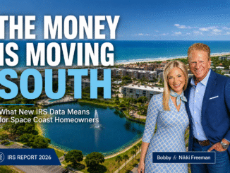 Bobby and Nikki Freeman discuss new IRS migration data showing continued income and wealth moving to Florida and what it means for Space Coast homeowners, waterfront homes, and condo values.