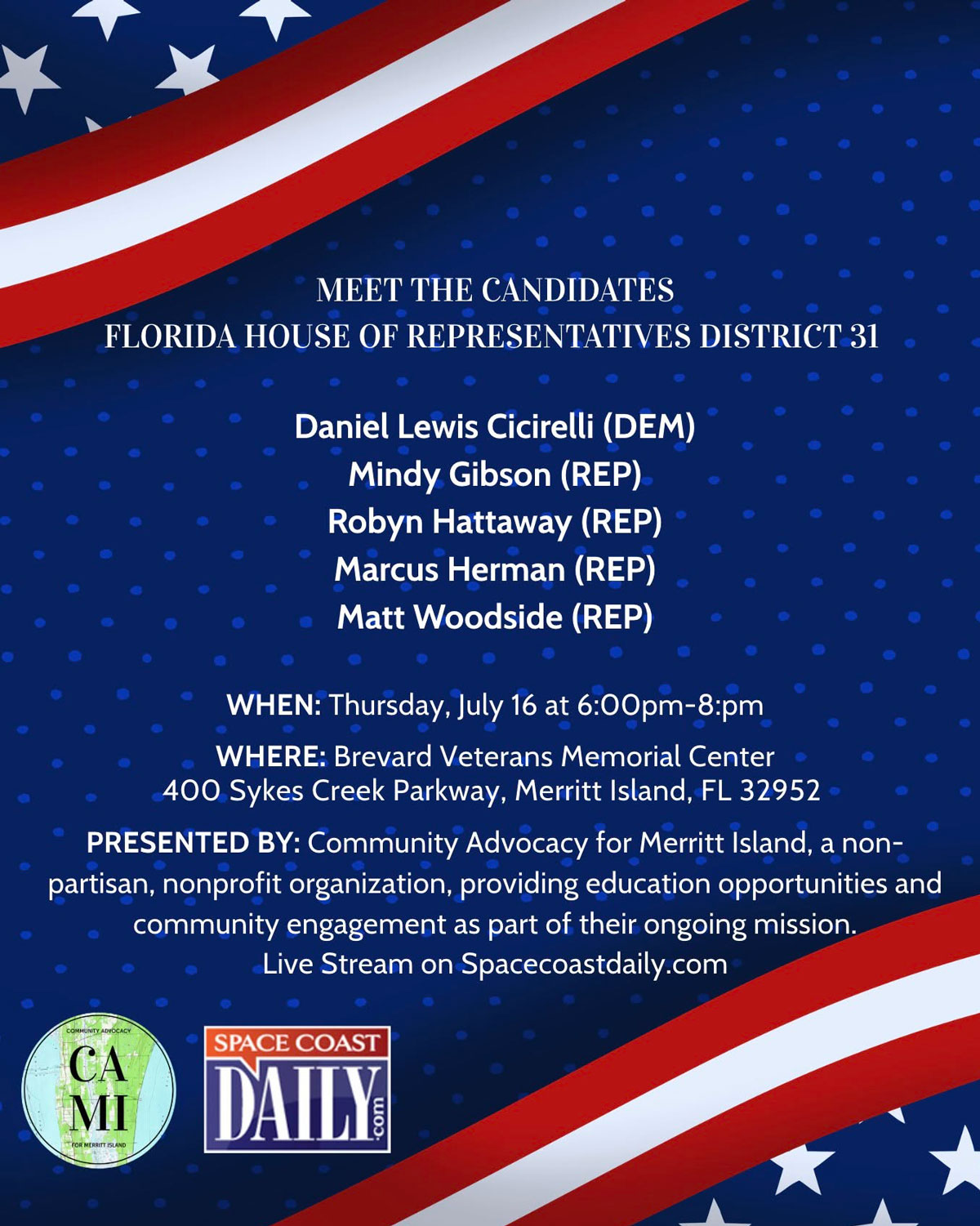 Meet the Candidates Forum for Florida House District 31 Set for Thursday Night in Merritt Island