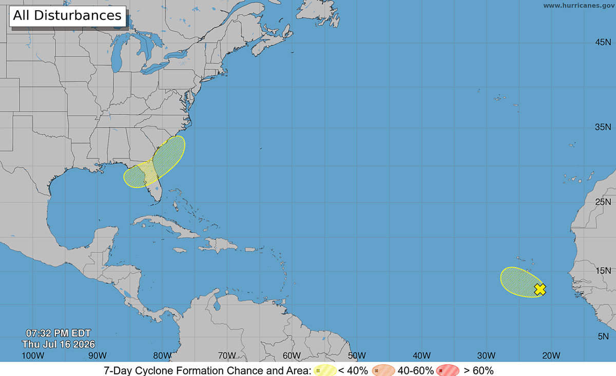National Hurricane Center Monitors Potential Tropical Development Near Florida, Atlantic Coast Early Next Week
