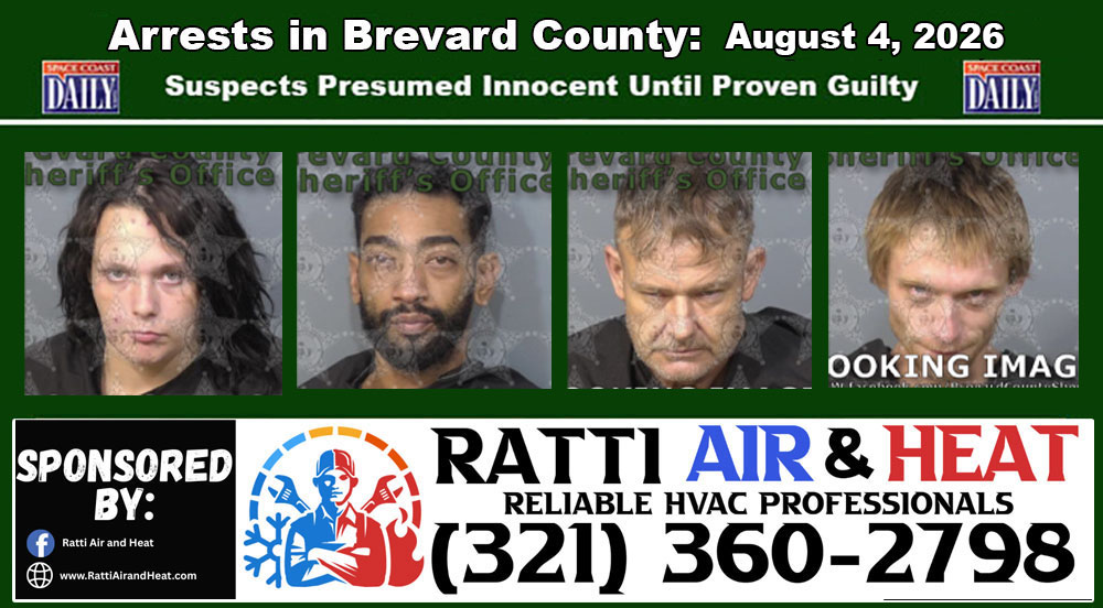 Arrests In Brevard County: August 4, 2026 – Suspects Presumed Innocent Until Proven Guilty