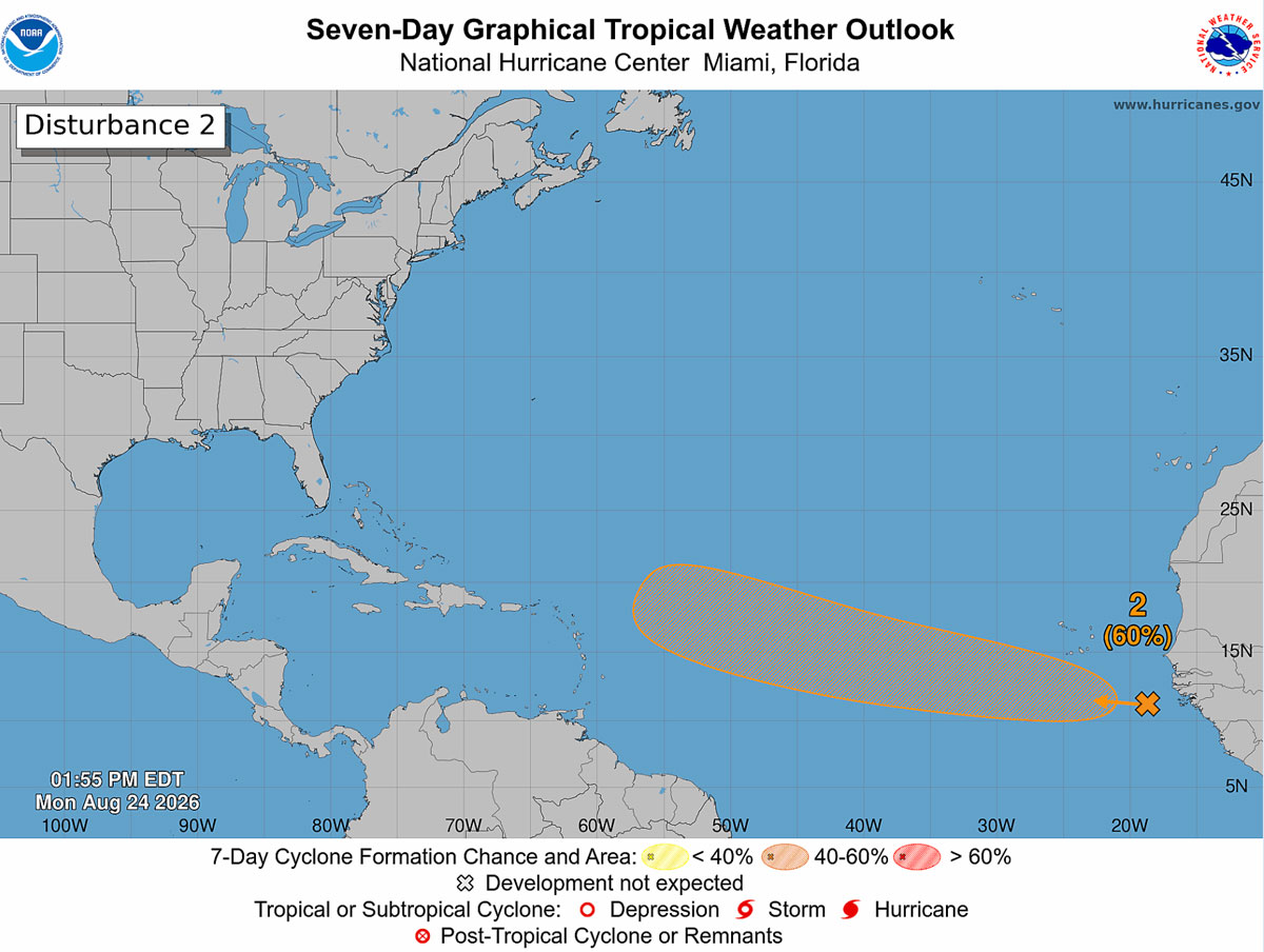 Tropical Wave in Eastern Atlantic Has 60% Chance of Development: NHC Report