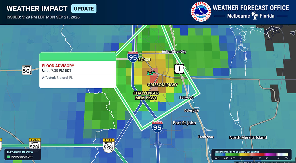 Flood Advisory Issued for Portions of Brevard County Until 7:30 P.M.