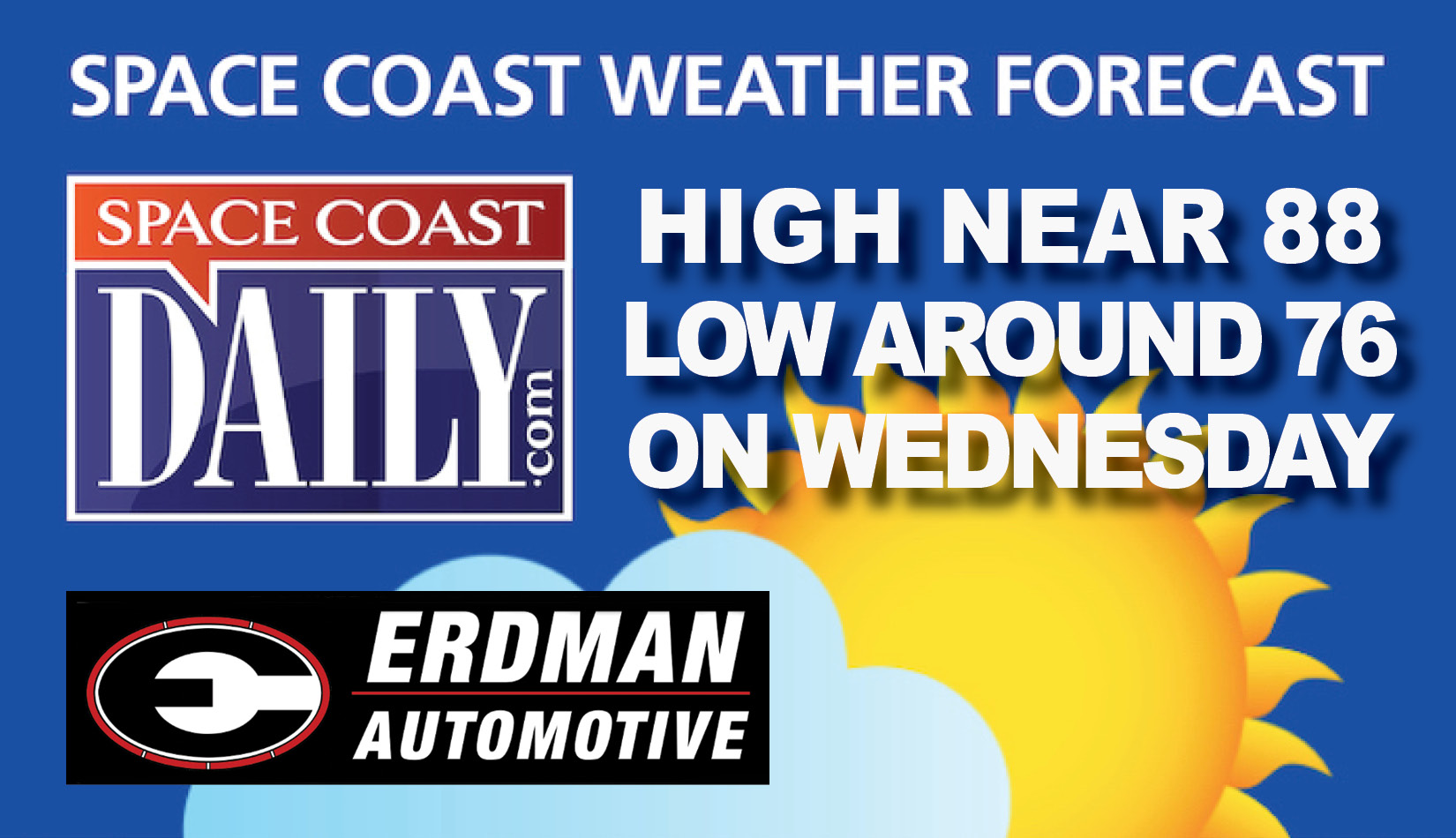 BREVARD WEATHER: Showers and Thunderstorms Likely, High Near 88 Wednesday On the Space Coast
