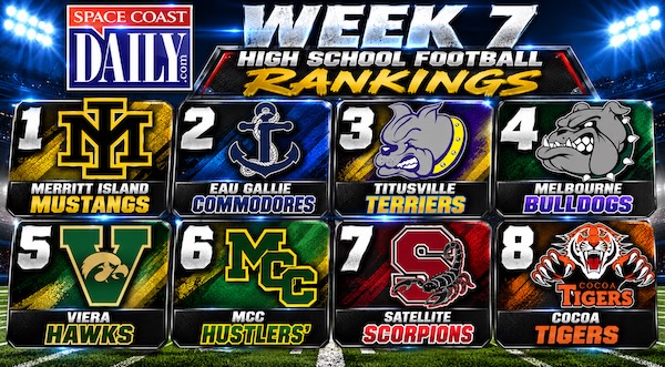 Week 7 Space Coast Daily High School Football Rankings, 6-0 Merritt Island Hangs On to No. 1