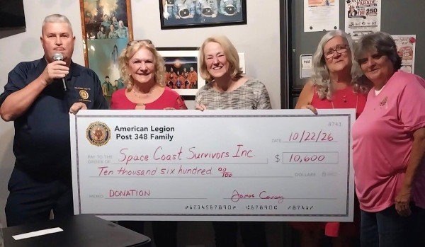 American Legion Challenger 7 Post 348 Donates $10,600 to Space Coast Survivors, Inc.