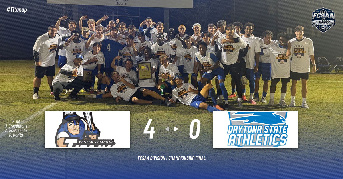 Eastern Florida State College Claims FCSAA Division I Championship in Men’s Soccer, Defeats Daytona State College 4-0