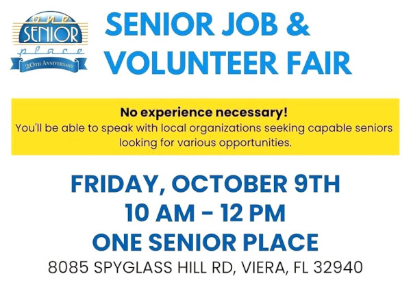 One Senior Place in Viera to Hold Job & Volunteer Fair Set October 9